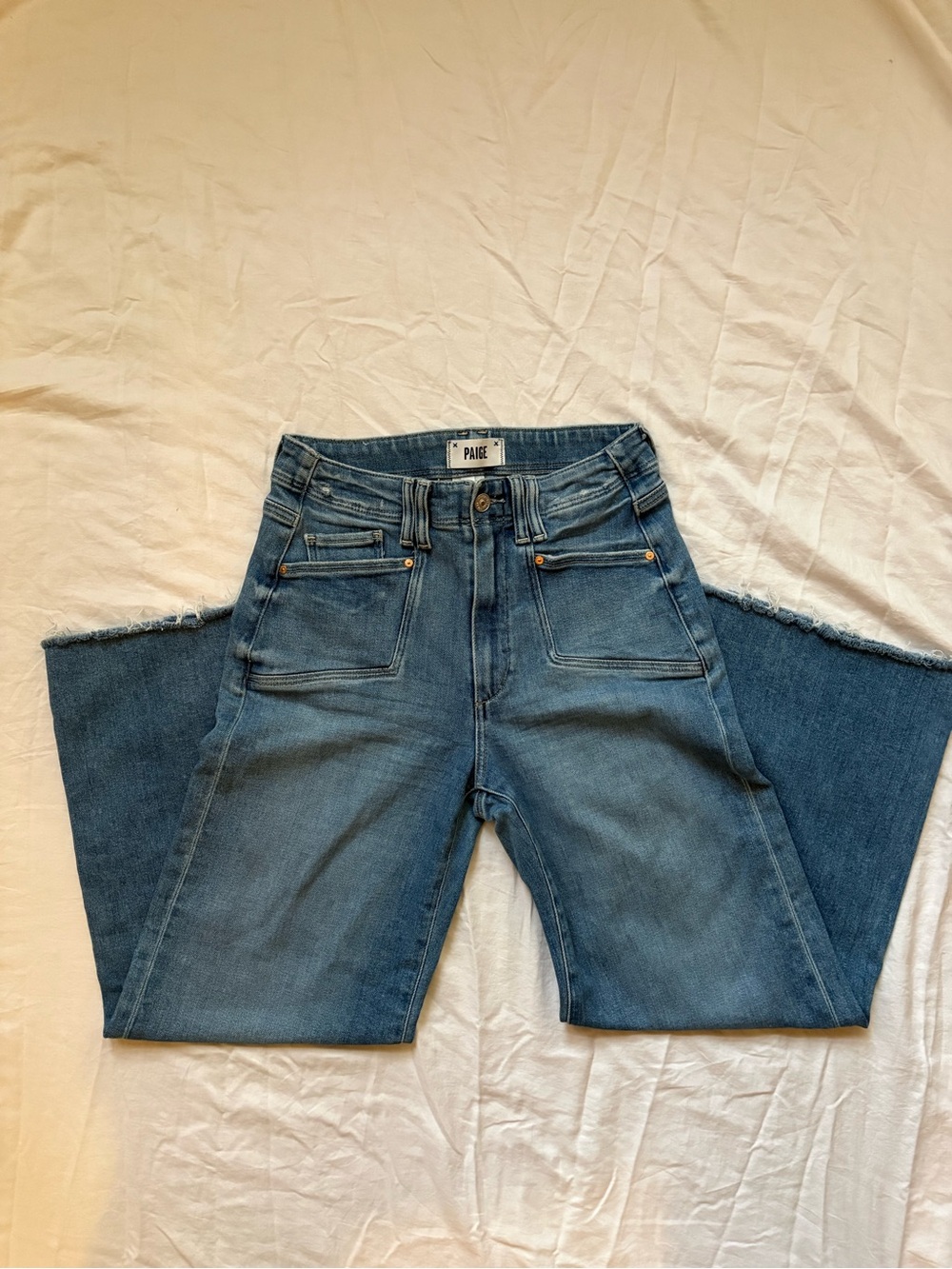 PAIGE Anessa Blue High-Rise Wide Leg Jeans | 27